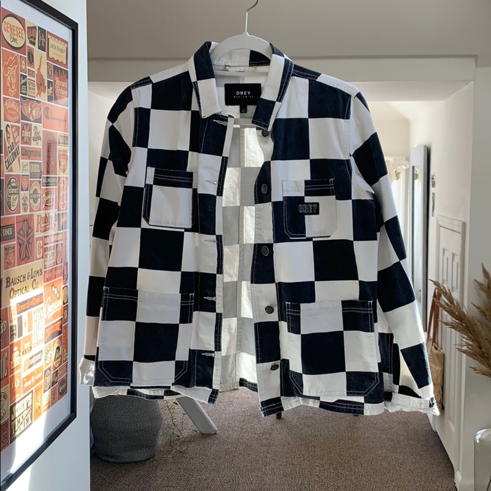 Obey Checkerboard White and black denim Jacket